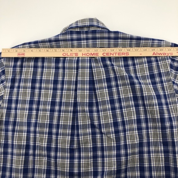 Ralph Lauren Golf Button Front Shirt Blake Large Blue White Plaid Short Sleeves - Picture 10 of 11